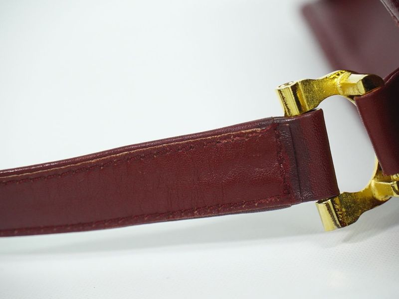 Authentic Cartier Must Line Shoulder Bag Leather Bordeaux Must Line Bag