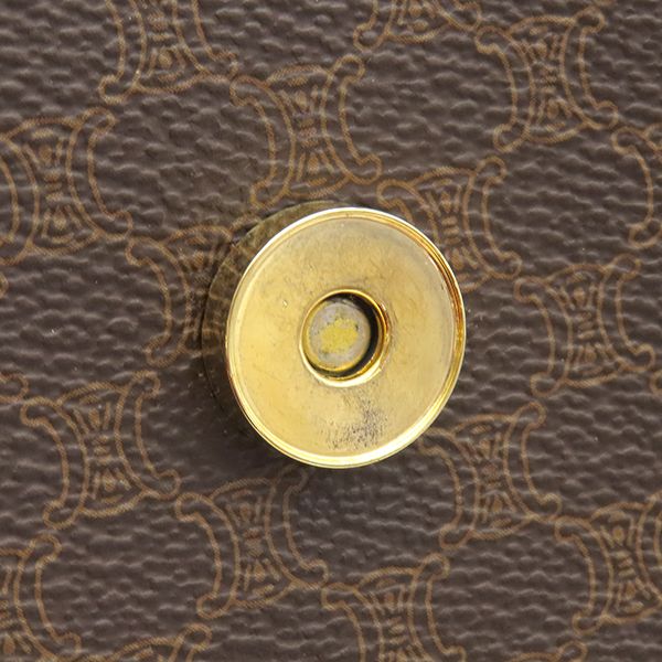 Celine Handbag Macadam Half Moon PVC Leather Brown Gold Hardware Brown Mini