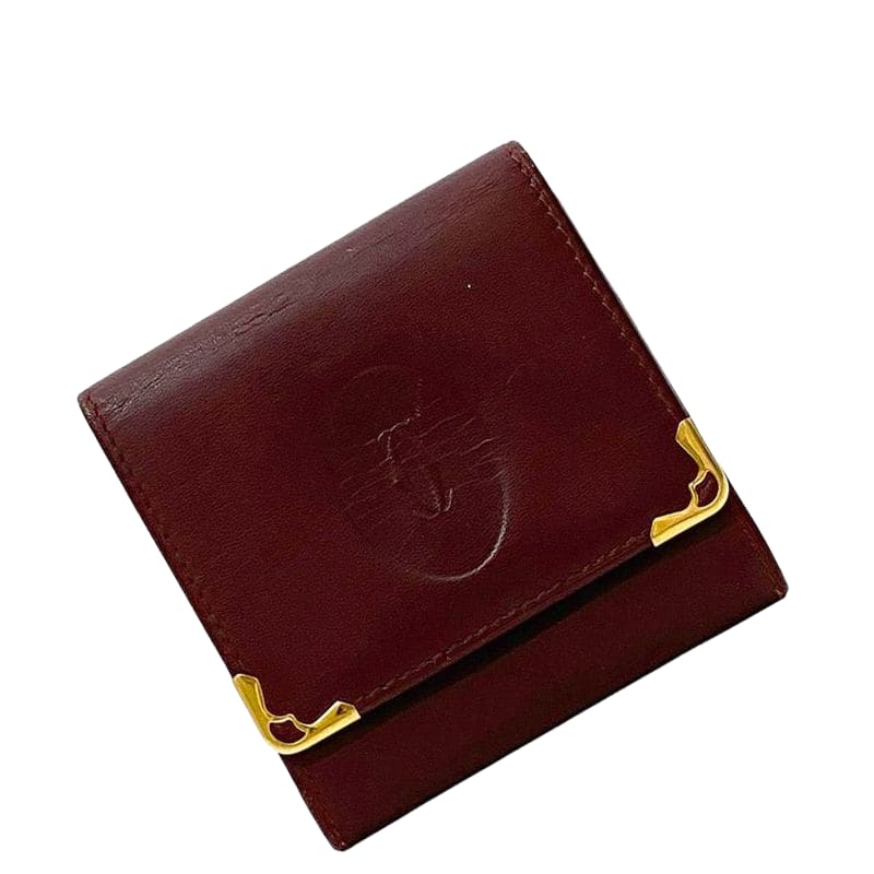 Cartier Coin Case Ec21109 Bordeaux Must Excellent Condition Coin Purse