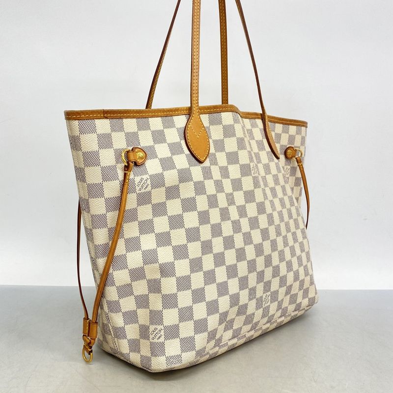 Louis Vuitton Tote Bag Damier Azure Neverfull MM N51107 White Ladies