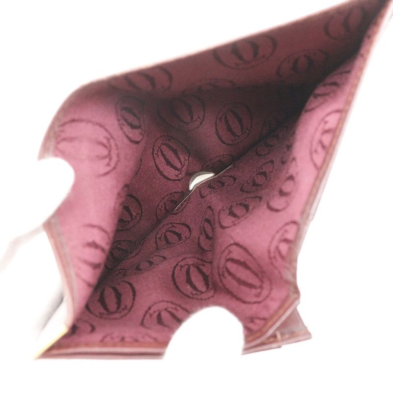 Cartier Mustline Billfold Calf Bordeaux Unisex Folding Wallet