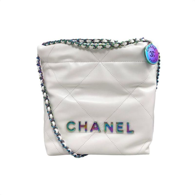 Chanel22 Mini Handbag Chain Shoulder Bag As3980 Aurora Medal White Random Plate
