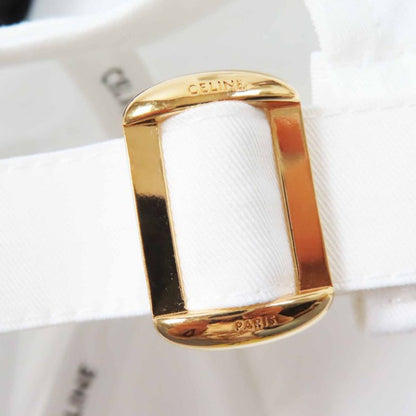 Celine 2aun1969p Initials Sequins Baseball Cap Hat Cotton White Black Gold