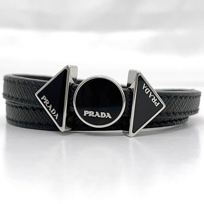 Prada Bracelet Black NERO Excellent Condition M Size Saffiano Leather