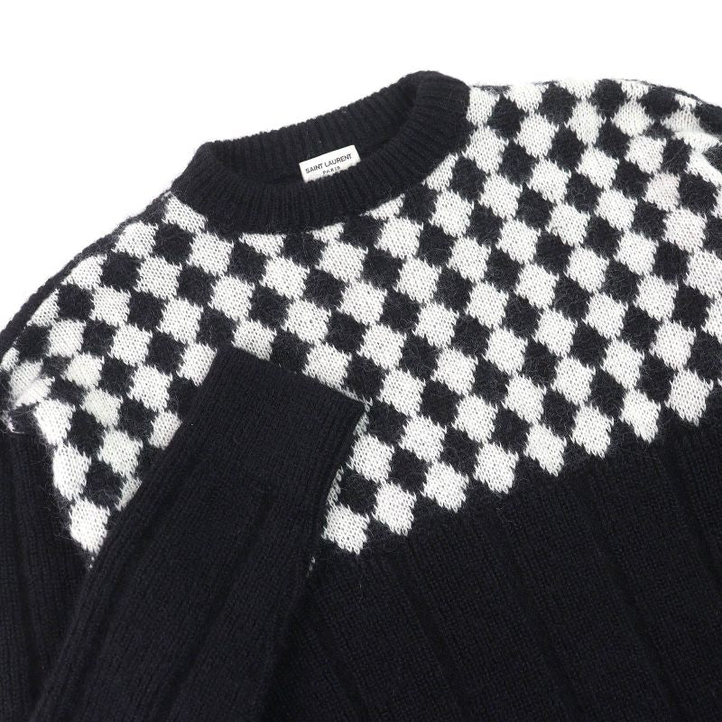 Saint Laurent Paris 21AW 665879 Wool Mohair Partially Allover Design Crewneck