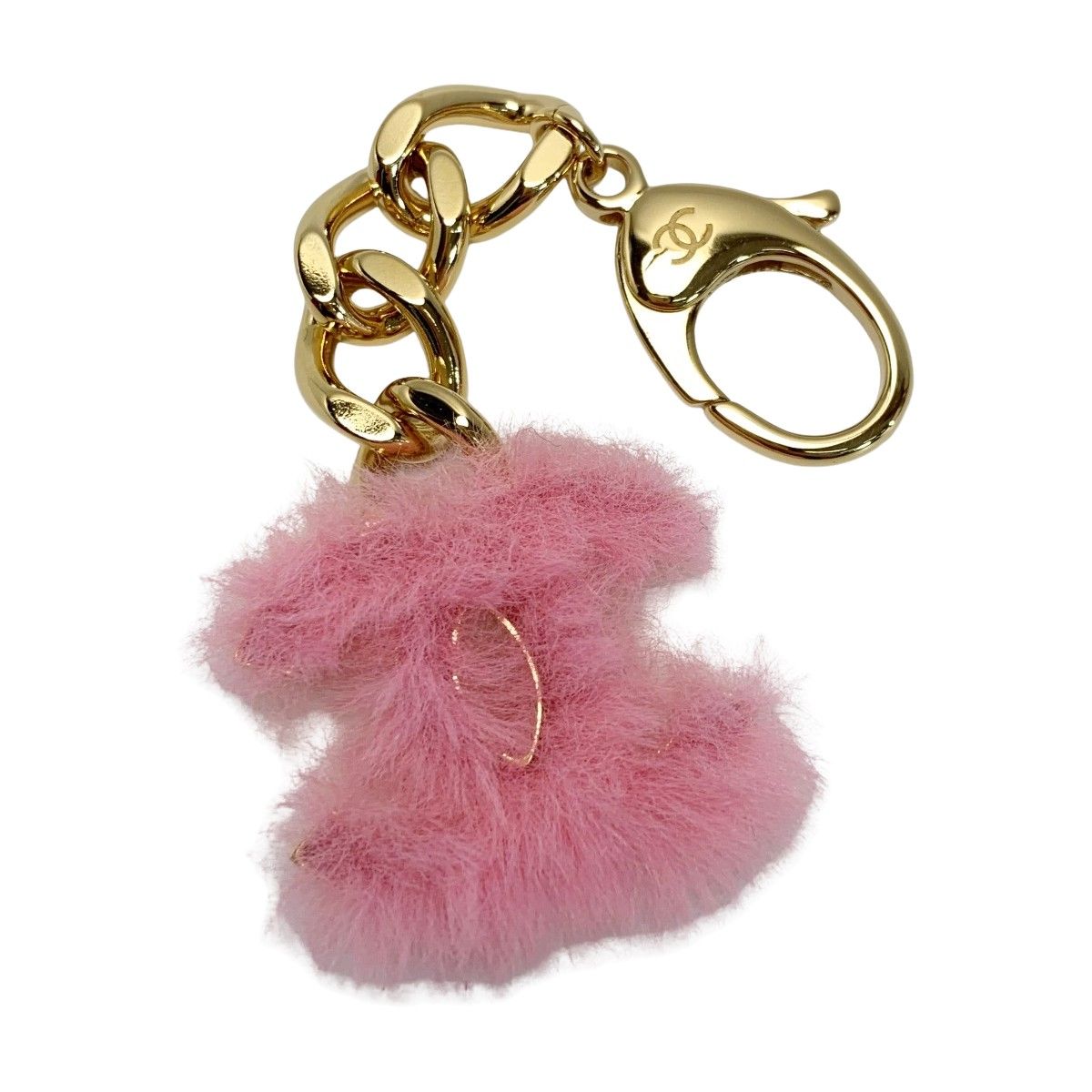 Chanel B24c Coco Mark Pink Fur Key Holder Charm
