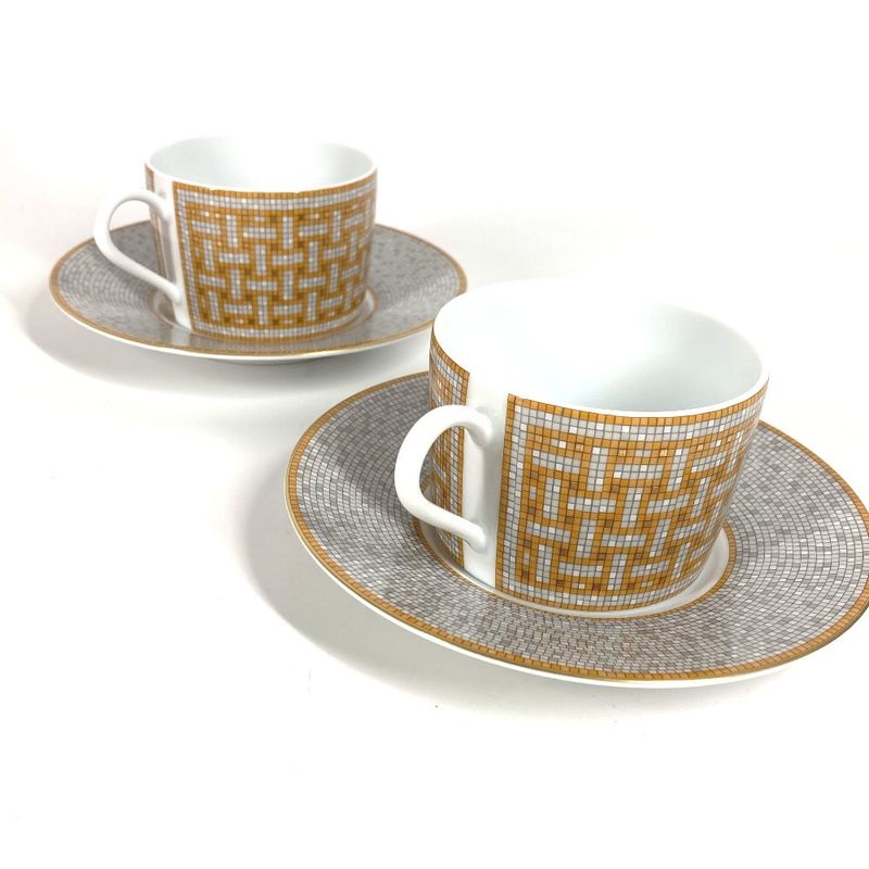 Hermes Mug Teacup And Saucer Mosaic 24 Gold Porcelain