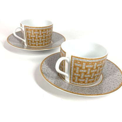Hermes Mug Teacup And Saucer Mosaic 24 Gold Porcelain