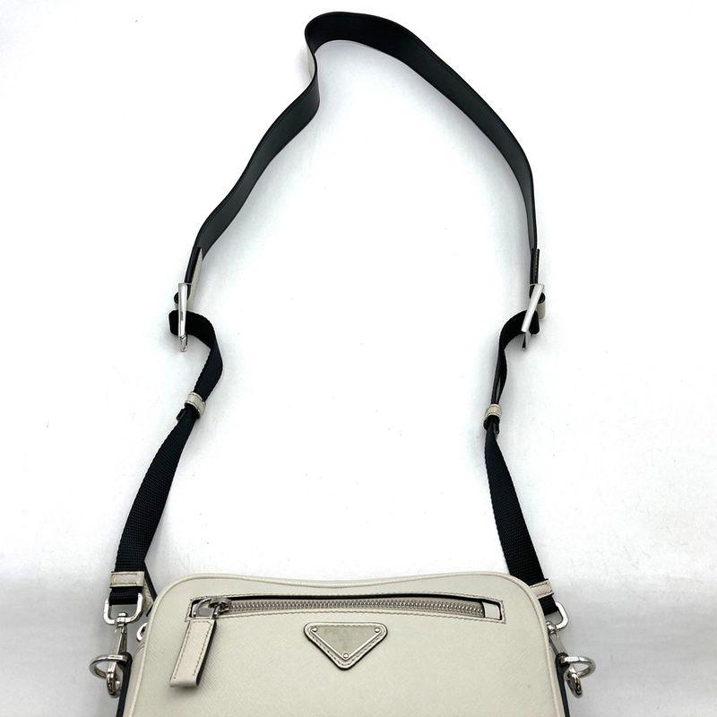Prada 2vh063 Shoulder Bag Saffiano White Leather Women Men Fashion