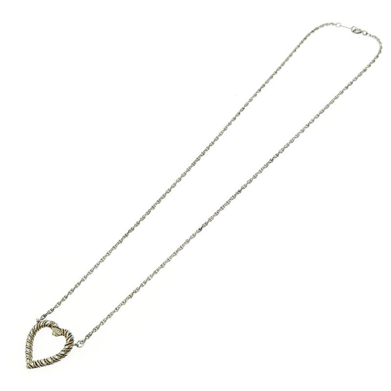 Tiffany & Co Silver Gold Twisted Heart Necklace 7.9g 925 750 Engraved 393969