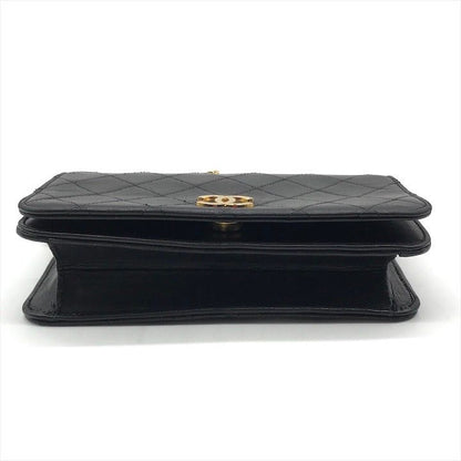 Chanel Quilted Lambskin CC Logo Push Lock Shoulder Bag Black