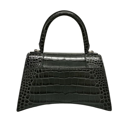 Balenciaga Handbag Hourglass Top Handle Small 593546 Dark Grey Croc Shape