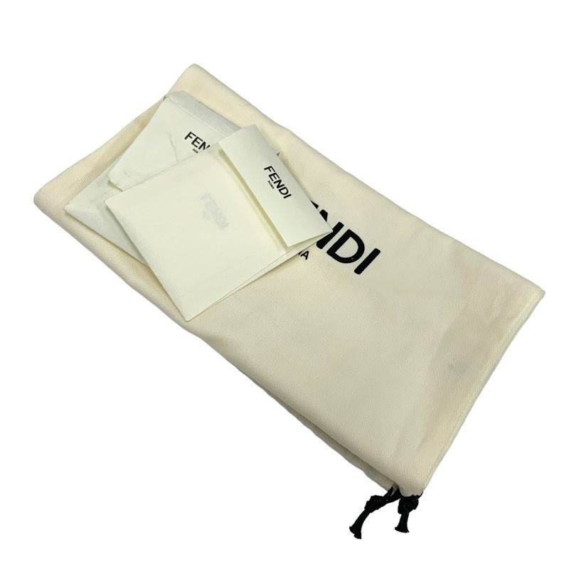 Fendi Rococo Boots Short Boots Shoes Zucca Check Lace Up Leather Fabric Black