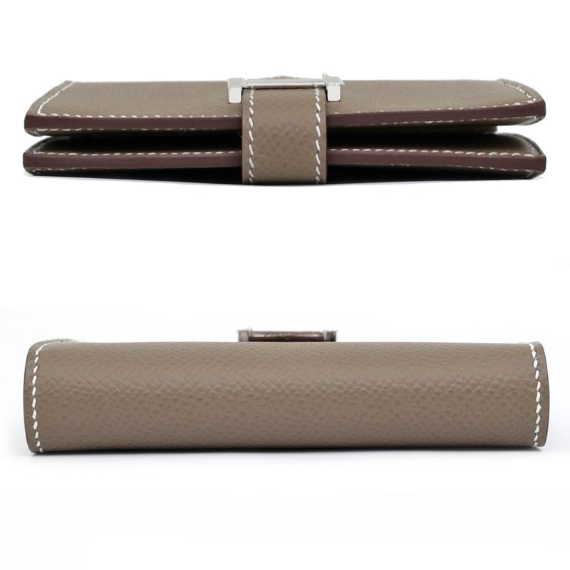 Hermes Bearn Cade Case Etoupe Silver Hardware Vo-epson W Engraved