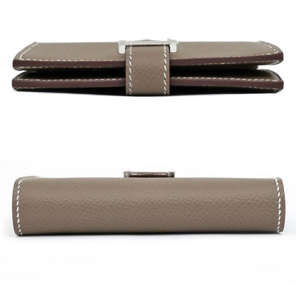 Hermes Bearn Cade Case Etoupe Silver Hardware Vo-epson W Engraved