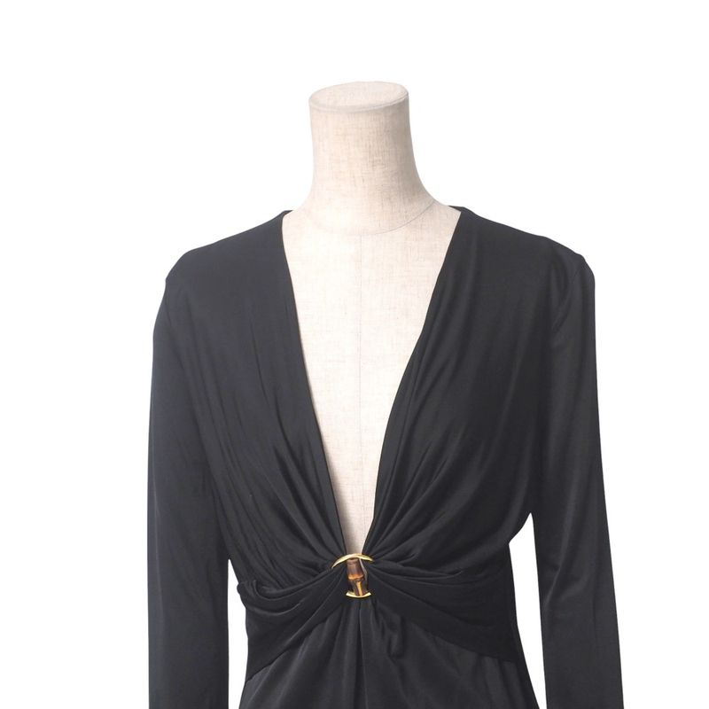 Gucci Dress Size M Long Sleeve V-neck Tight Dress Stretch Made In Italy