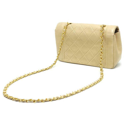 Chanel Matelasse Chain Shoulder Bag Diana Flap 22 Beige