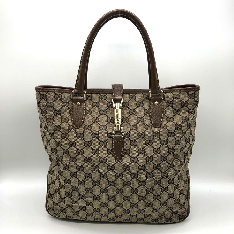 Gucci 145818 Tote Bag New Jackie GG Canvas Brown Beige Ladies Men Fashion