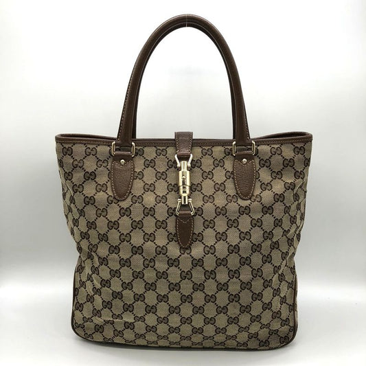 Gucci 145818 Tote Bag New Jackie GG Canvas Brown Beige Ladies Men Fashion