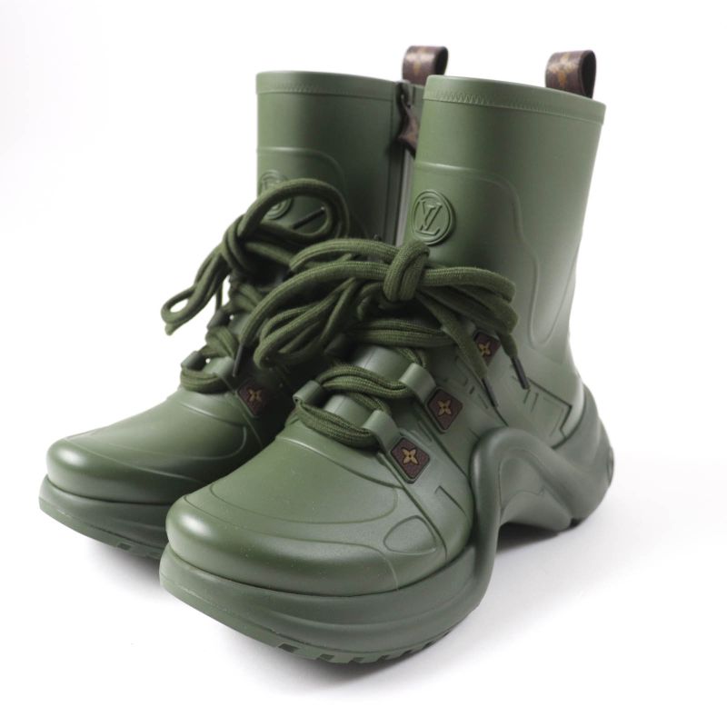 Louis Vuitton Arkwright Line Monogram LV Logo Lace-up Side Zip Rubber Rain