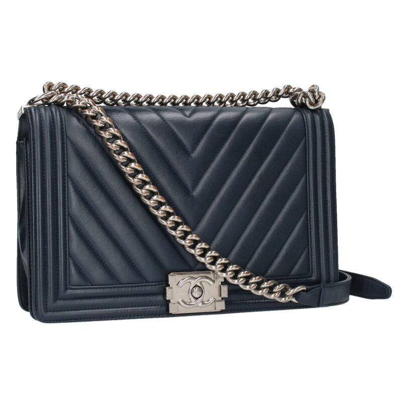 Chanel Boy Chanel 28 Calfskin Chevron Shoulder Bag For Men