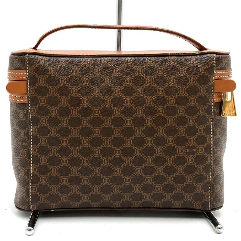 Celine MC96 Vanity Bag Handbag Cosmetic Pouch Macadam PVC Brown Ladies Men