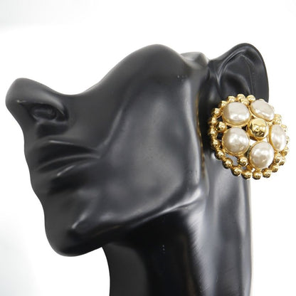 Chanel Vintage Gold Plated And Faux Pearl 25 Ladies 54.3g Earring