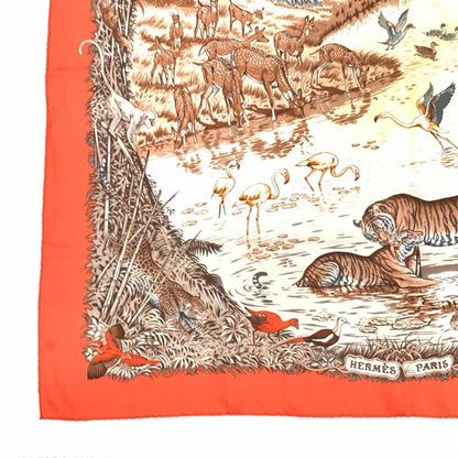 Hermes LA Treve DE LEAU Water Truce Carre 90 Scarf Large Tiger Taiga Animal