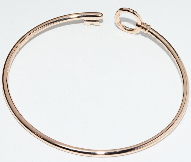 Tiffany & Co Bracelet Bangle 18K Pink Gold Oval Key Wire Bracelet