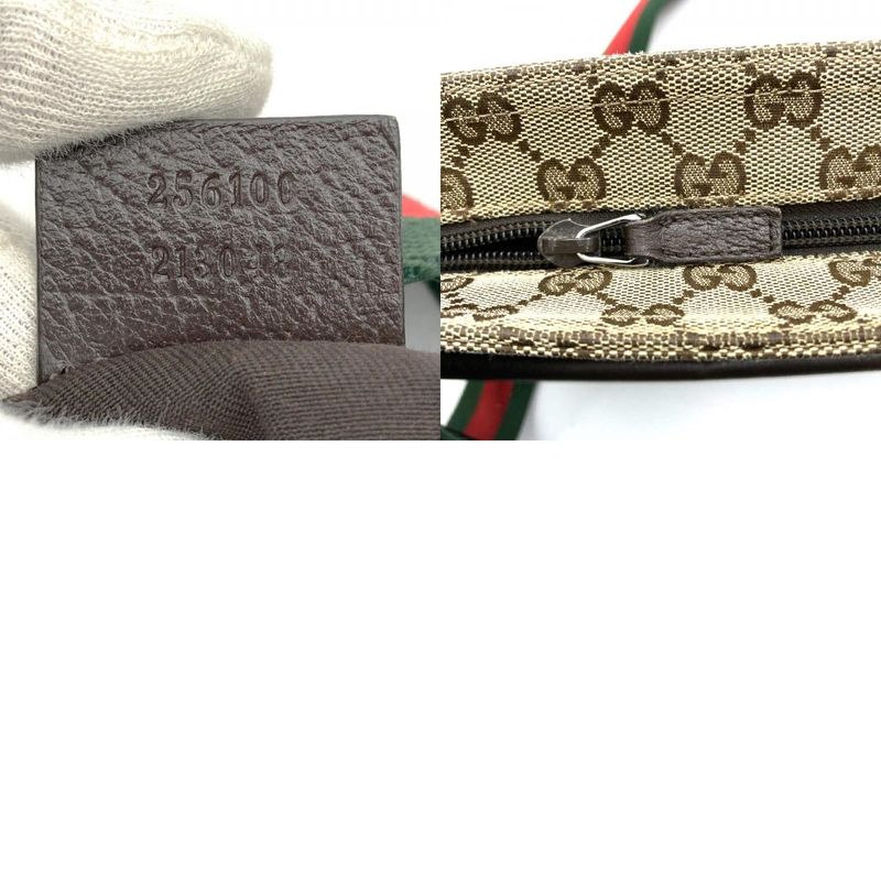 Gucci 256100 Crossbody Shoulder Bag Brown GG Canvas Sherry Line Ladies Fashion