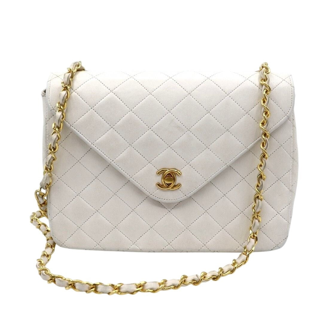 CHANEL Vintage Matelasse Lambskin Leather Quilted Shoulder Bag Chain