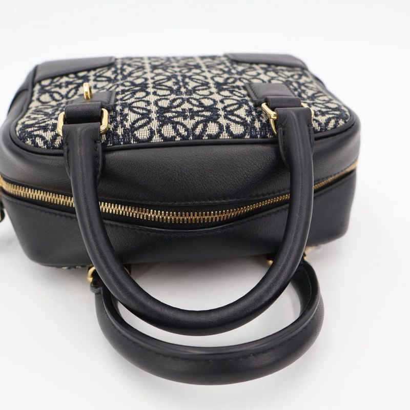 Loewe Amazona 16 Navy Black Gold Hardware A039n21x03 Calf Anagram Jacquard