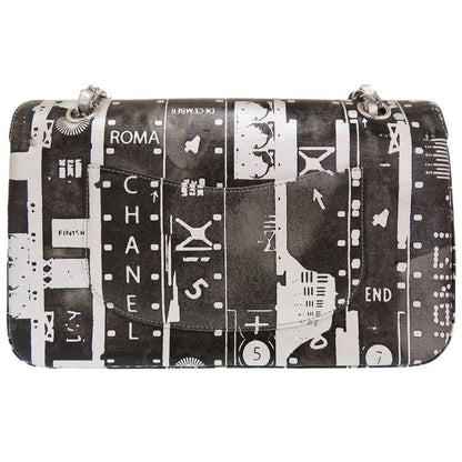 Chanel Matelasse 25 Print Double Flap Leather Black 23rd Silver Hardware