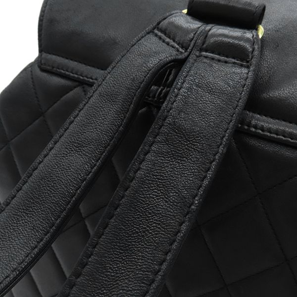 Chanel Backpack Daypack Matelasse Chain Backpack Sac Lambskin Black Gold