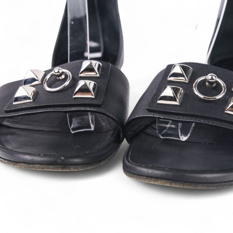 Hermes Desiree Corrie de Chien Ankle Strap Flat Sandals Size 38 About 24.5cm