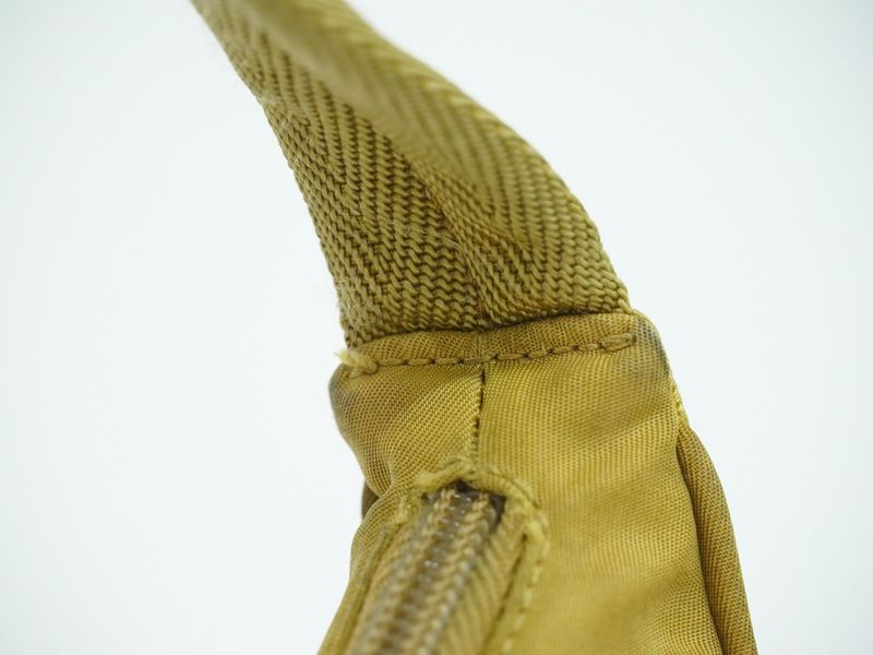 Authentic Prada Nylon Handbag Pouch Beige Bag Used [follow-up Discount