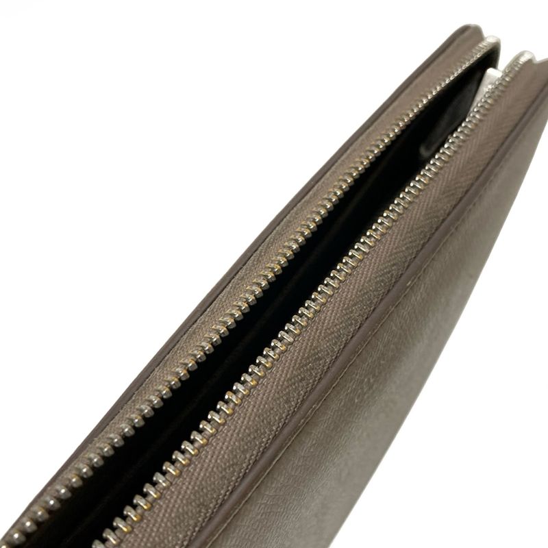 Celine Long Wallet - Gray Beige Round Zipper Leather