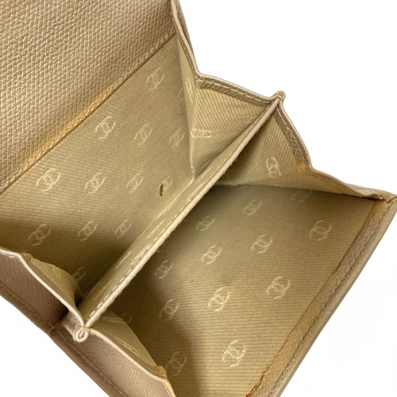 Chanel W Hook Wallet Coco Button Beige Silver Hardware