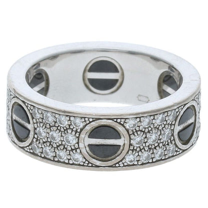 Cartier LOVE RING Love Ring 18K White Gold PAVE Diamond Ring Men's Size 10