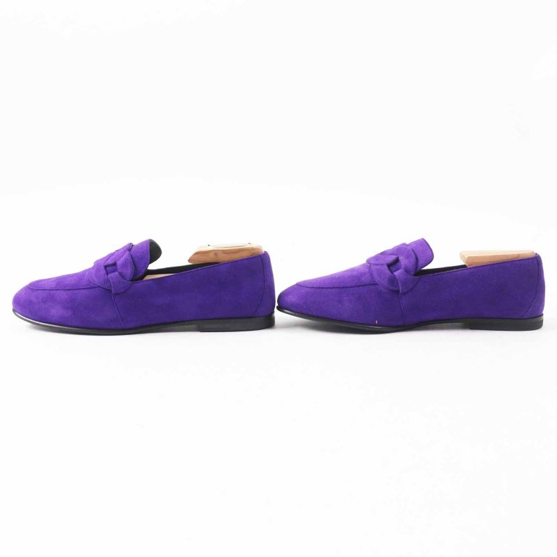 Hermes 232012z Honest Moccasin Suede Leather Loafer Purple 36 Storage With Bag
