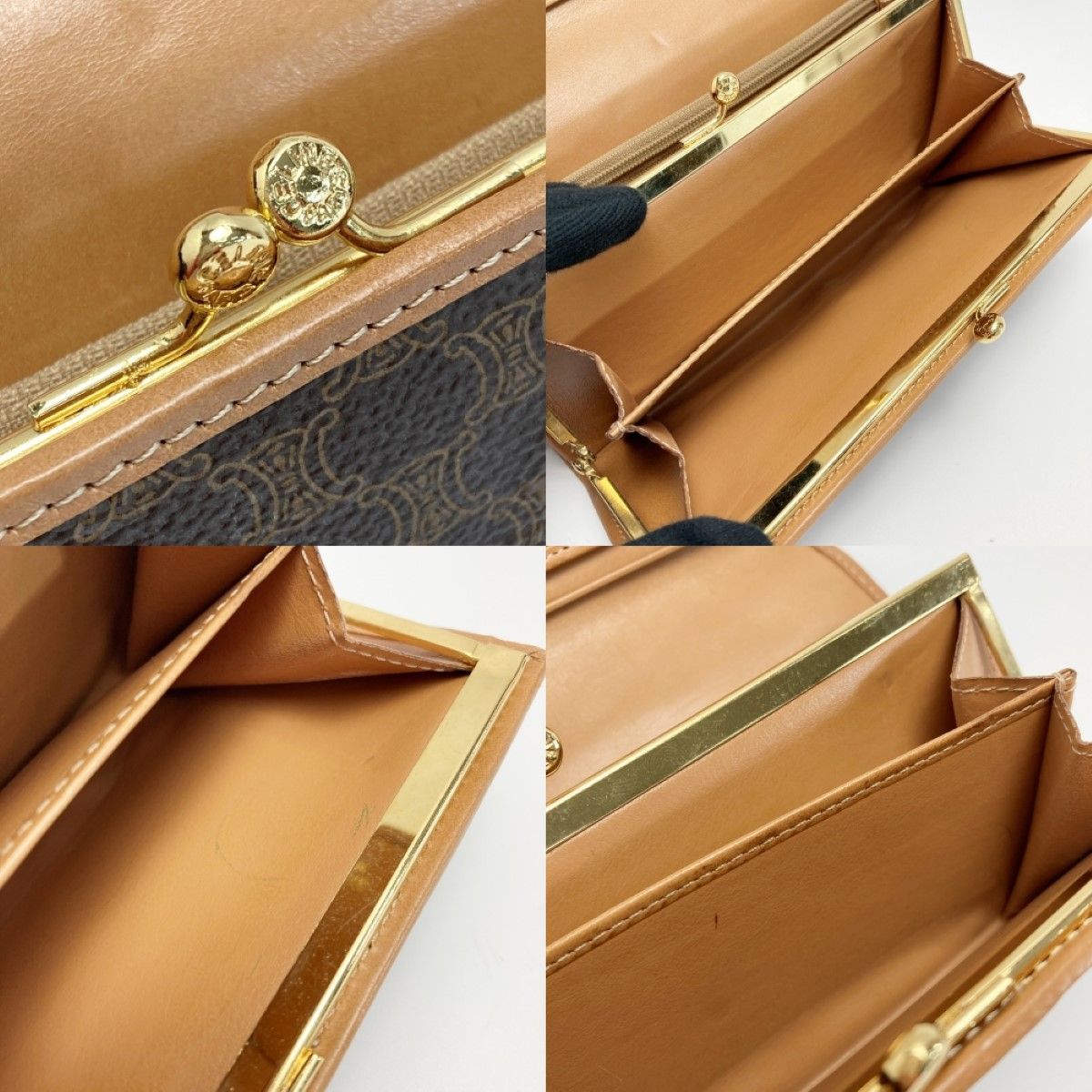Celine Macadam Pattern Bifold Wallet Pouch Brown PVC×leather Long Wallet