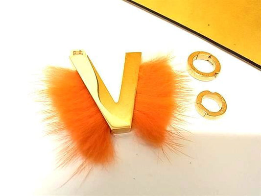 Fendi Abclick Abby Click V Pendant Top With Initials Charm Orange And Gold