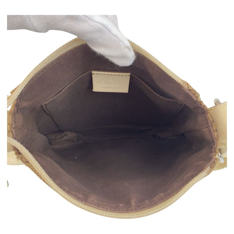 Gucci Beige White Silver Hardware GG Canvas/leather 147671 Shoulder Bag