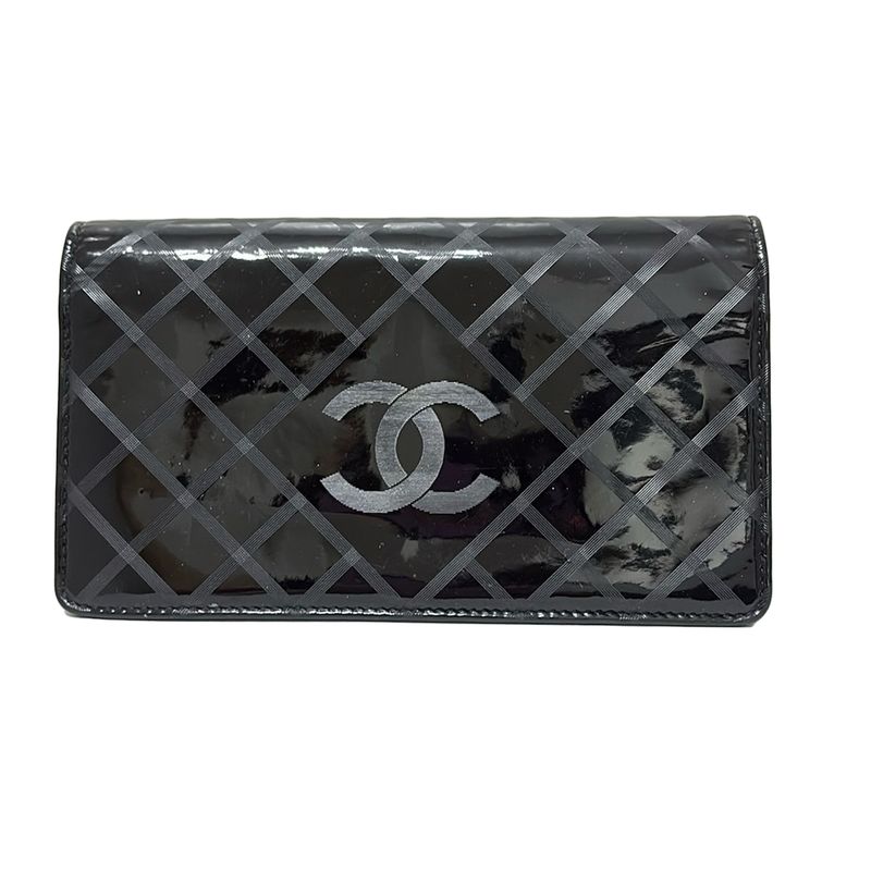 Chanel Long Wallet - Black Checked / Coco Mark Leather