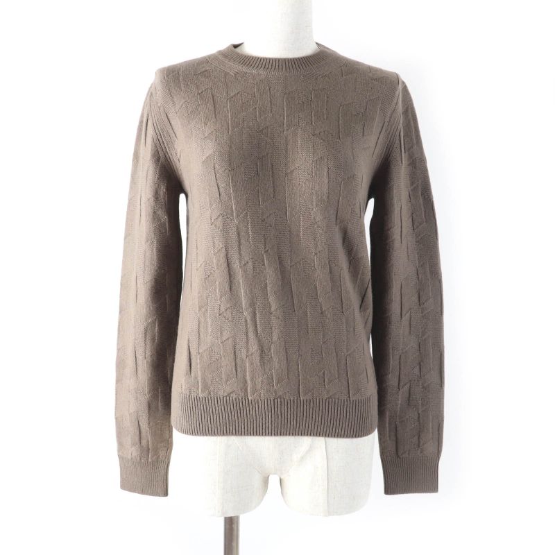 Hermes 23AW 3h2617d4 100% Wool H Motif Crewneck Long Sleeve Jacquard Knit Brown