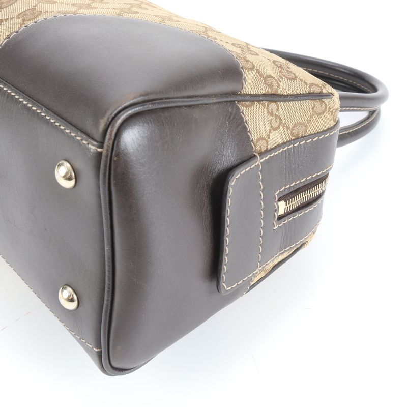 Gucci GG Canvas Lovely Heart Leather Tote Bag Mini Boston Shoulder Hand 257067