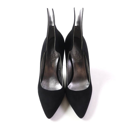 Hermes Vecteur Feather Motif Suede Leather Pumps Black 35 Storage With Bag Made
