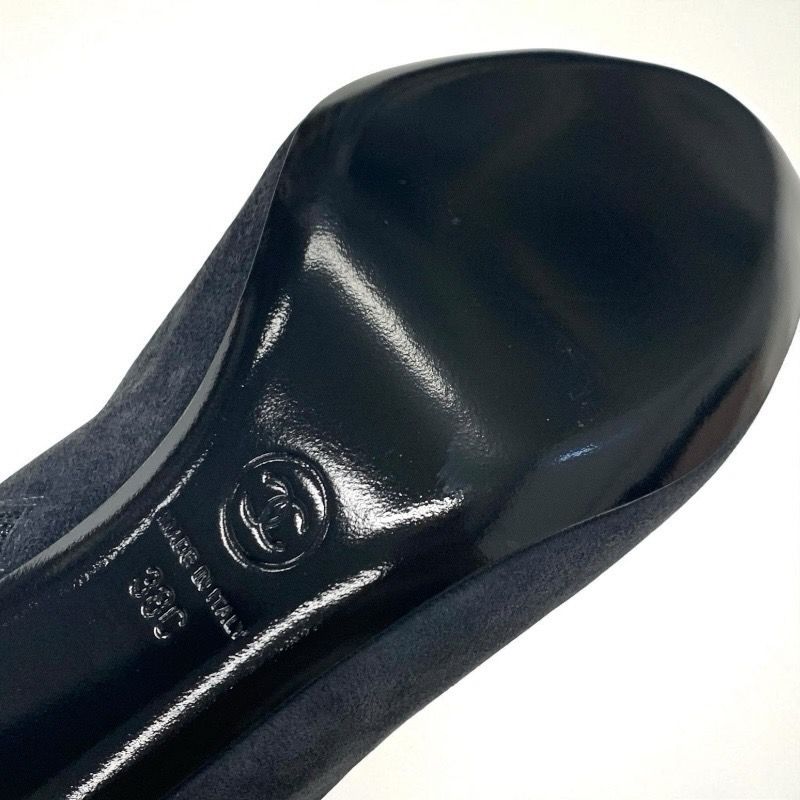 Chanel Boots Short Boots Shoes Suede Gray Unused Here Mark Matelasse Open Toe