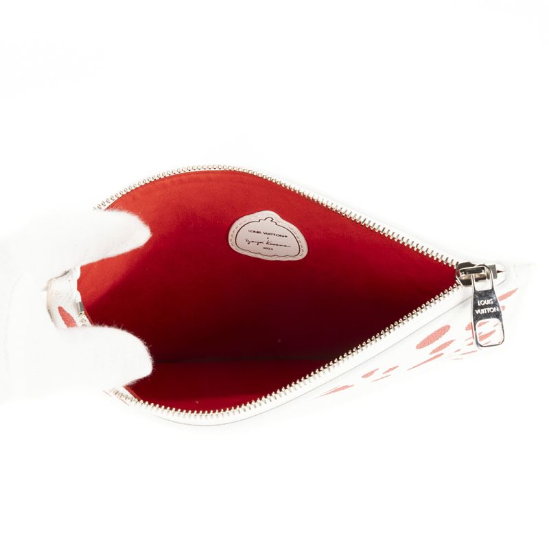 Louis Vuitton "limited Edition Yayoi Kusama Infinity Dot Neverfull Pouch" White