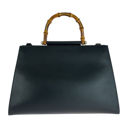 Gucci Bamboo Nim Fair Black Gold Hardware Leather 453764 Handbag Shoulder Bag